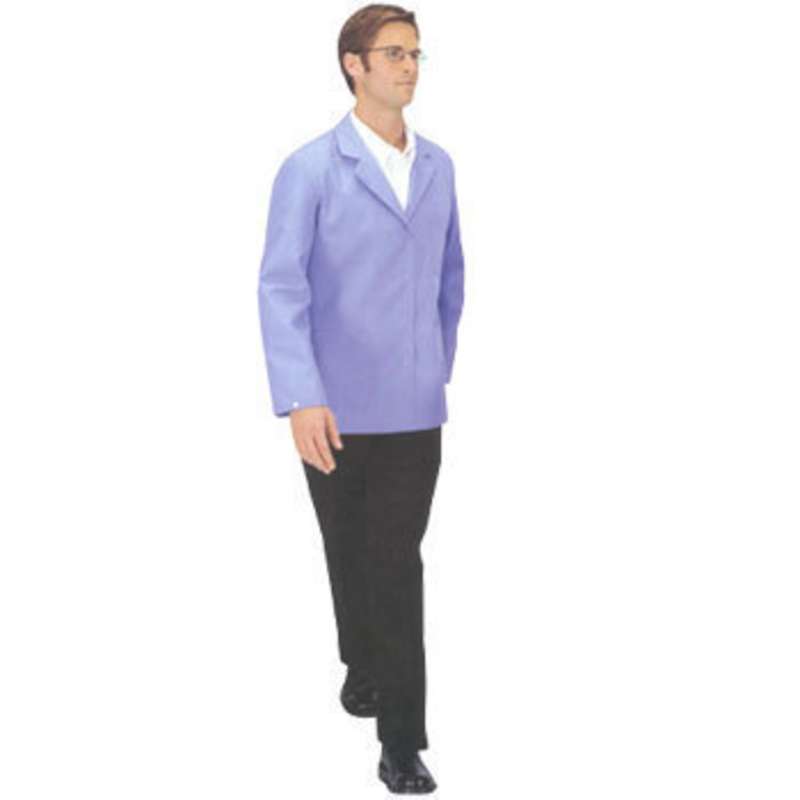 ESD-Safe Nylostat Jacket in Cotton/Poly Woven Fabric, Nasa Blue, Large, 29-1/2" Long